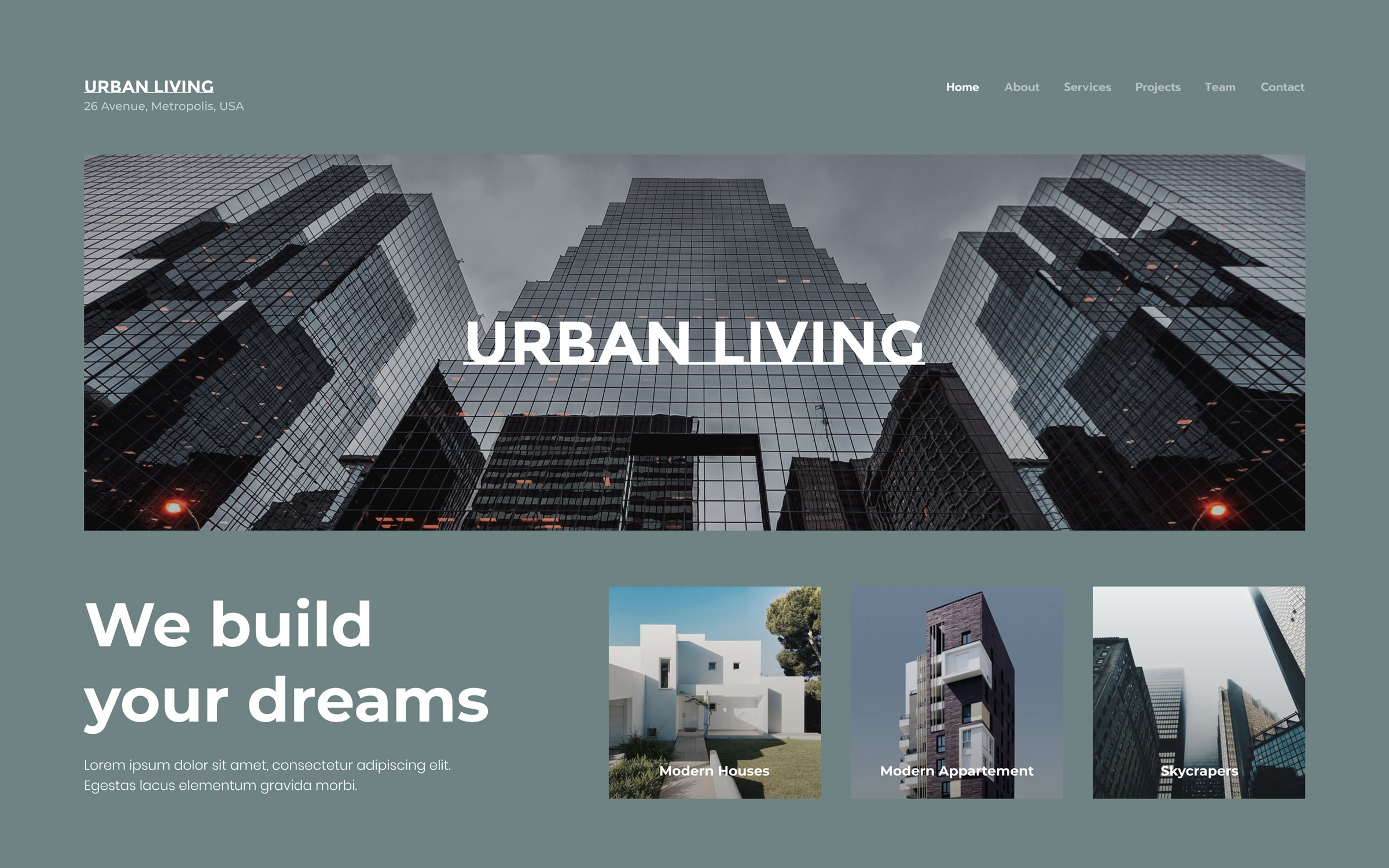 A real state website. Urban Living